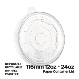 CIAO! 115mm Diameter PP Lid, Designed and Fit for CIAO! BRAND 12/16/24oz Paper Food Container (500/case)