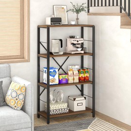 FOLUBAN Small Bookshelf, 3 Tier Rustic Book Shelf with Storage, Industrial Low Short Bookcases for Office, Bedroom and Living Room, Rustic Walnut