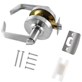 LO-LOCK HARDWARE Medium/Heavy Duty Designer Commercial Lever Door Lock (Bathroom Privacy w/Indicator, Satin Chrome) Non-Handed, Grade 2 Industrial Door Handle for Restroom Doors