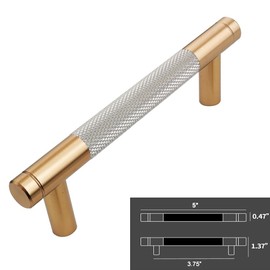 Guoharda 12 Pack 3 3/4 Inch 96 mm Bronze and Nickel Knurled Cabinet Handles Cabinet Pulls Aluminum Handles Pulls Oxidation Finish with Diamond Pattern 5" Length pulls (Classic-12, 3 3/4 Inch)