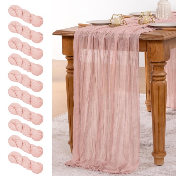 MLMW 10 Pack Pink Easter Cheesecloth Table Runner Boho Cheese