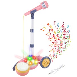Kids Karaoke Machine with Stand, Toddler Microphone for Girls, Kids Singing Machine with Stand and Led Lights Disco Ball Karaoke Dance Party MP3/AUX