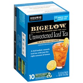 Bigelow Tea Unsweetened Iced Black Tea with Lemon K Cups Pods, Caffeinated Tea Keurig Tea Pods, 10 Count Box (Pack of 6), 60 Total K Cup Pods Total