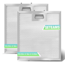 S97018029 Range Hood Filter Replacement - 10.25"x9" Aluminum Frame & Mesh with Stainless Steel Clips - 2 Pack by seteams