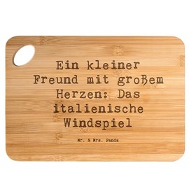 Mr. & Mrs. Panda Bambus - Schneidebrett Spruch Italienisches Windspiel - Geschenk, eleganter Hund, Holzbretter, Schneidebrett Holz, stilvoll,