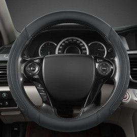 GIANT PANDA Microfiber Leather Steering Wheel Cover for Honda Accord,Civic,CR-V,HR-V,Pilot(Black-Standard Size)