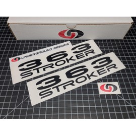 363 Stroker Decals (2-Pack) Racing Valve Cover Window Stickers Fits SBF Stroked V8 Engines Select Color: (Matte Black)