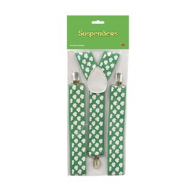 Beistle St. Pat's Day Shamrock Suspenders, 1ct, Green/White