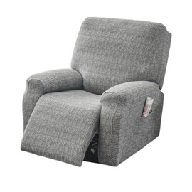 FUANGUI Recliner Chair Cover 4-Pieces Lazyboy Cover for Recliner Chair with Storage Pockets Furniture Protector for Living Room, Waterproof Jacquard Sofa Slipcover for Kids, Pets, Dog and Cat, 02
