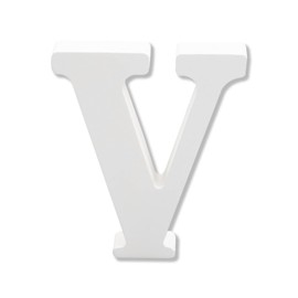 Bojueshaw White Wooden Letters,4 Inch Standing Alphabet,DIY Paintable Letters for Arts & Crafts,Home Decor, Weddings & Parties(Letter V)