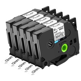 NineLeaf 5 X Compatible for Brother P-Touch Label Tape 12mm 0.47 Laminated TZe-231 TZ-231 TZe231 Black on White Tze Tape 12mm Brother Label Printer PPT-1000 H110 H108 H200 E110 H105 Label Maker