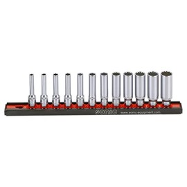 Sonic 101202 1/4 Inch Socket Set 12 Point Long Socket Strip 4 4.5 5 5.5 6 7 8 9 10 11 12 13 mm