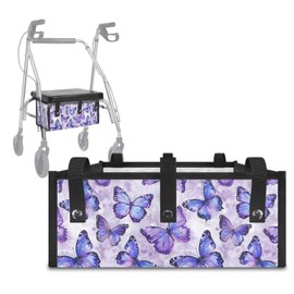 Uorisanigo Purple Butterfly Under Seat Bag for Rollator Walker Replacement Basket for Walkers for Seniors Detachable Walker Basket Wheelchair Accessories