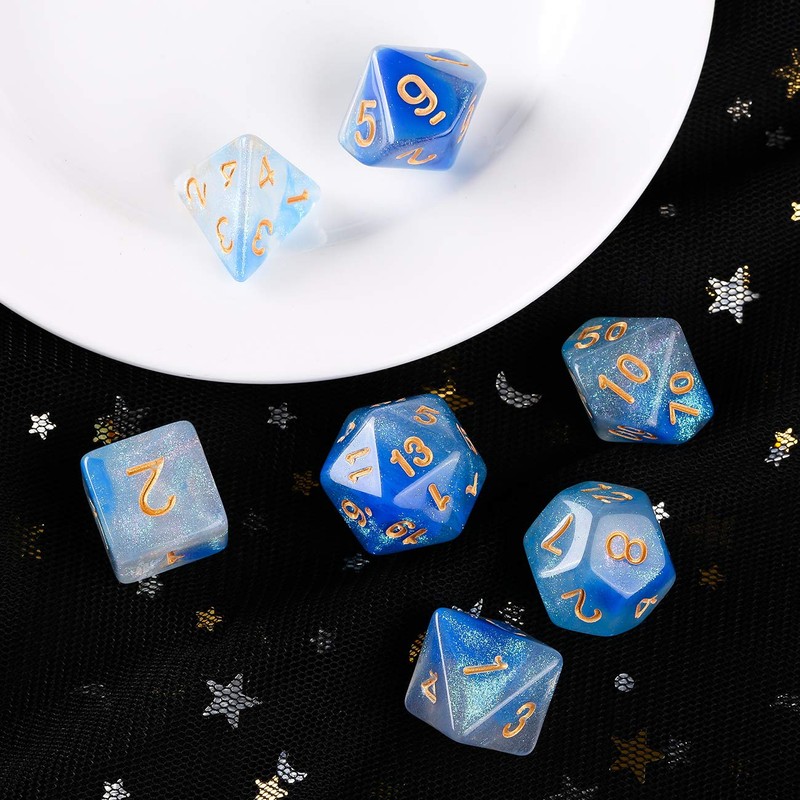 GWHOLE Polyhedral Dice Acrylic Dice Set of 7 Dice Cthulhu