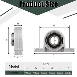 MIVIDE KP004 Pillow Block Bearing Housing Bearing 20 mm, Flange Bore, Ball Bearing Block, Silver Zinc Alloy Shaft Bearing, Bearing Block 20 mm for Printing Machines, 3D Printers, Pack of 8