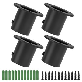 Aopin Closet Rod Bracket Flange Socket Kit with Matte Black Finish 25mm / 1" Wardrobe Rod Brackets Curtain Rod End Supports Rod Holder Brackets Stainless Steel, Closet Pole Socket Brackets 4 Pcs