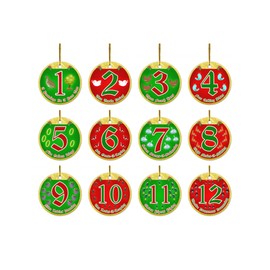 Twelve Days of Christmas Ceramic Christmas Ornament Set of 12-2.85 Inch Round