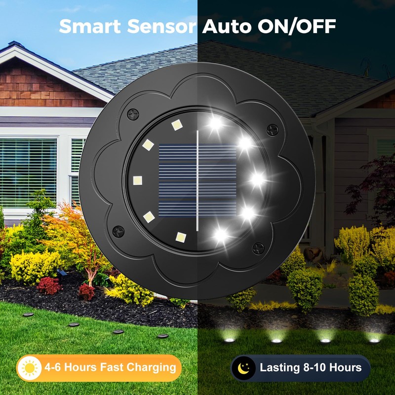 Brightown Solar Lights Outdoor Waterproof, 12 Packs LED In-Ground Solar