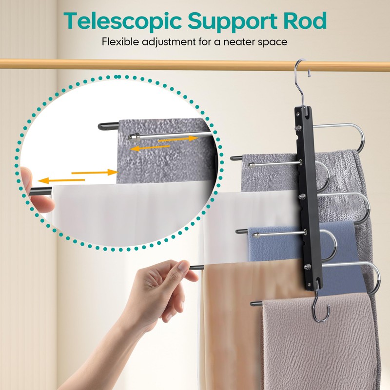 Whitmor Space Saving Pant Hangers, Foldable 5 Tier Closet Organizer