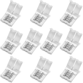 LED Strip Light Connector (10mm/4pin/10pcs) RGB Tape Connector Solderless Adapter RGB LED Tape Light Connector Intermediate Joint Low Voltage Bareboard No Soldering Required Easy Installation High Temperature Resistant Practical