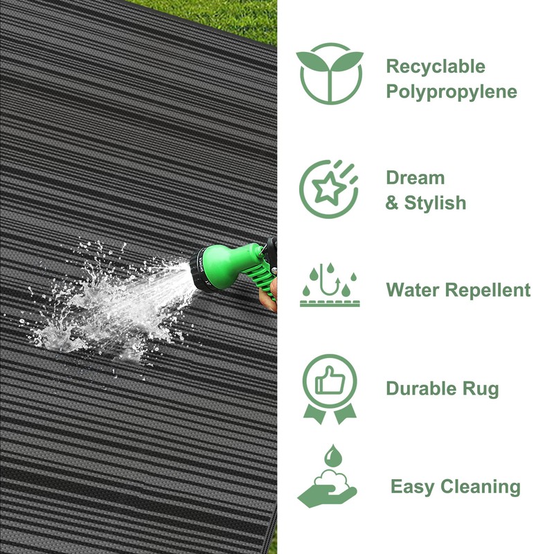 GENIMO Outdoor Rug for Patio Clearance, 9'x12' Waterproof Camping Mat,
