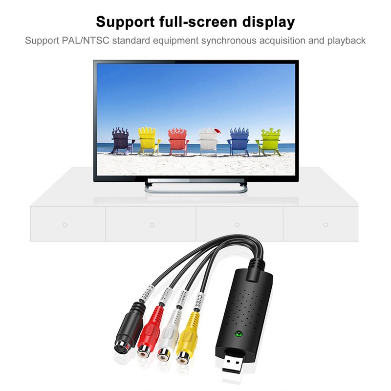 Video Collection Card Black Portable USB 2.0 for Windows XP/Vista/7/8/10/Linux