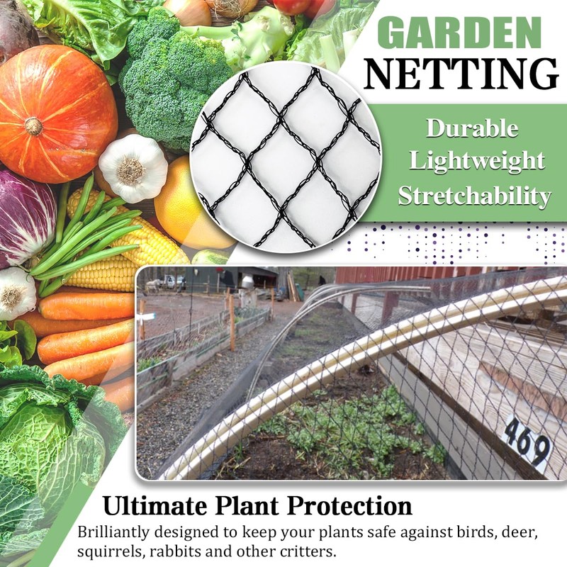 Hortifan Bird Netting，15 x 30 FT Garden Netting Bird Net