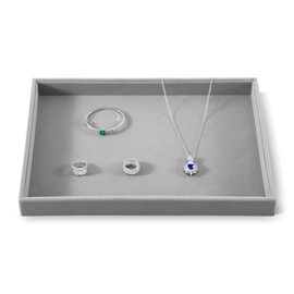 Yinbeini Jewlery Tray, Velvet Jewelry Display,Premium Flat Catch All Trays,Luxury Mens Valet Tray,Grey Jewelry Drawer Organizer