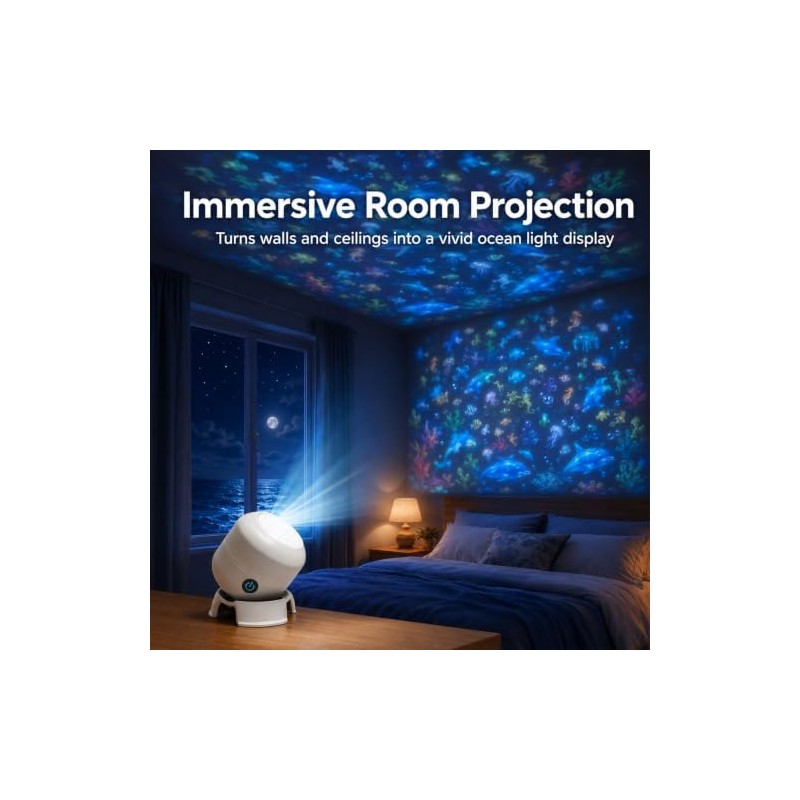 HD Smart Dynamic 5D Holographic Night Light Projector, 360° Rotating