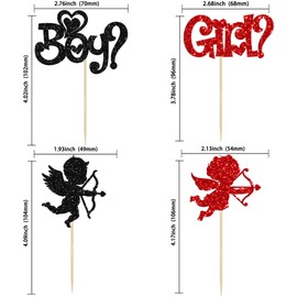 Ephlyn - Juego de 24 adornos para magdalenas para niños o niñas, con purpurina para el día de San Valentín, decoración de pasteles para bodas, fiestas de San Valentín, suministros de decoración de