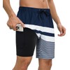 SHEKINI Mens Quick Dry Swimming Trunks with Compression Liner 2