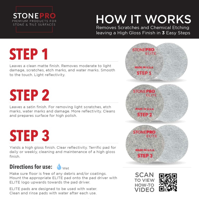Stone Pro 3-Step Diamond Impregnated Polishing Pads – Ideal for