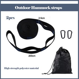 Pack of 2 Hammock Attachments, Hammock Suspension Straps with 2 Hook Carabiners for Camping, Outdoor, Travel, Swing, Tree Hanging, Hammock Accessories, Max. 300 kg