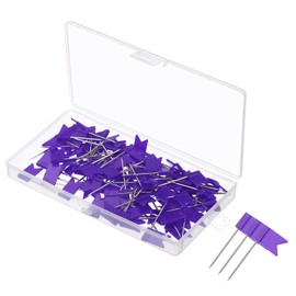 PATIKIL Flag Map Push Pins 1 Inch Travel Card Pens with Plastic Head for Cork Pin Board Picture Card Hanging Purple Pack of 100