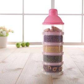 Dispensador Leche en Polvo Bebe Dispensador de Leche en Polvo Portátil 5 Capas Dispensador Leche en Polvo de Apilable de Dosificador Alta Capacidad Adecuado para Leche en Polvo Dulce Frutas (rosa)