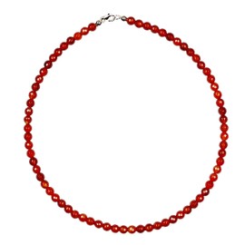 Carnelian Jewellery Necklace Carnelian Beads Faceted Size Approx. 6 mm Clasp 925 Sterling Silver Model Number 307, Gemstone, Carnelian