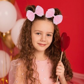 Zolyco Tiny 3 Inch Dot Organza Double Hair Bow Clips - Cute Lined Boutique Alligator Hairpin for Girls, Toddlers, and Little Teens - Kids Barrettes Set of 2 Small Stylish (Light Pink)