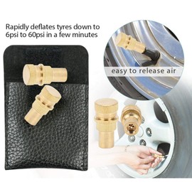 Tyre Deflators, Pack of 4 Portable Adjustable Automatic Tyre Deflation Valve Tools for Automatic Emptying Brass Kit for Car, Truck, Motorcycle