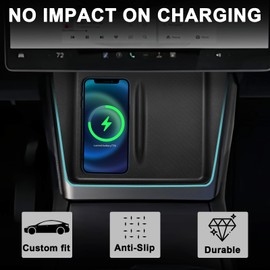 BestEvMod for 2026+ Model Y Juniper Refresh 3PCS Console Essentials Bundle Trash Can Backseat Storage Box Garbage Rear Bin Can Rear Center Console Organizer & Wireless Charger Mat & Cup Holder Insert