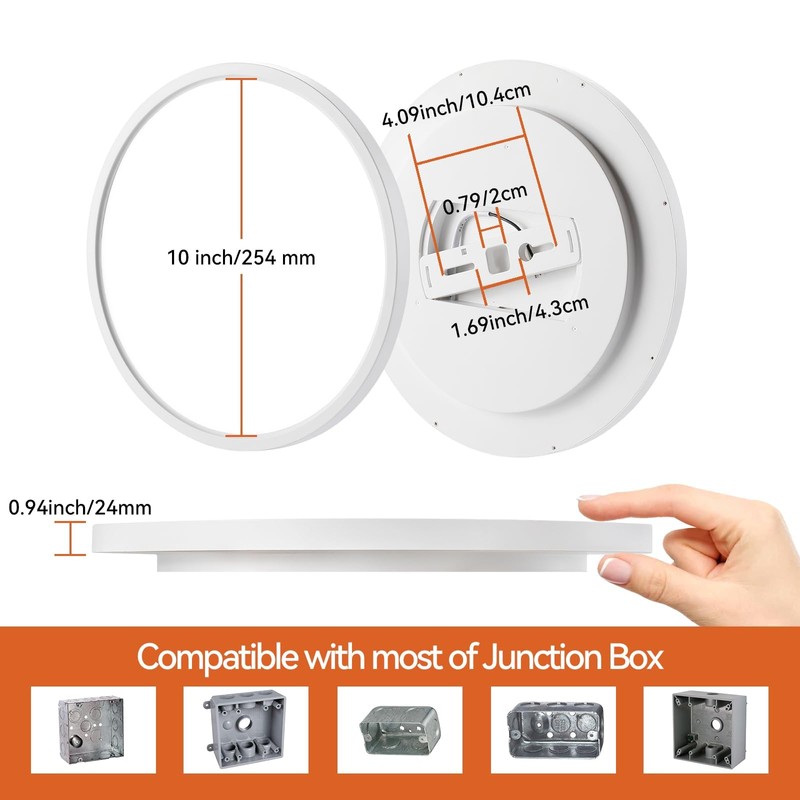TALOYA 2 Pack of White 10 Inch Ceiling Mount LED