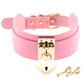 Umiwe Women's Choker Heart Collar Padlock Ring Necklace Choker Stylish Cute Accessory, Metal