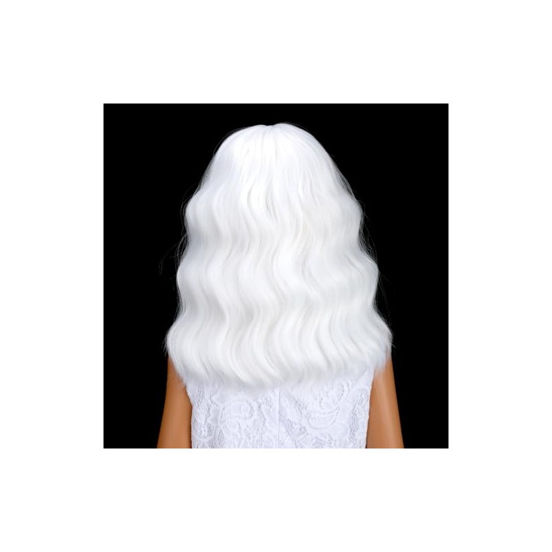 BERON White Short Bob Kids Wig Wavy Wigs with Bangs