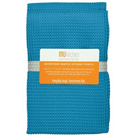 MUkitchen | Waffle Microfiber Towel | Durable & Absorbent for Cleaning & Drying | Set of 2 | Sea Blue