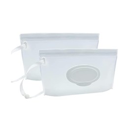 Portable Refillable Wet Wipe Pouch, Reusable Travel Wipes Holder & Case, Lightweight Flushable Diaper Wipes Container for Baby (Clear)