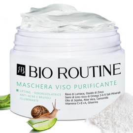 Bio Routine Cleansing Face Mask for Men and Women, Anti-Wrinkle Effect, Moisturising, Anti-Stain, Whitening, Snail Slime, Zinc Oxide, Vitamin C, 100 ml