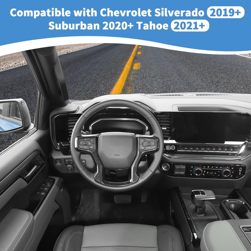 RT-TCZ for Silverado Steering Wheel Trim Carbon Fiber Interior Accessories