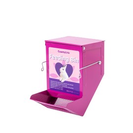 CounttyLivin Metal Small Animal Feeder with Lid, Heavy Duty Rabbit Feeder, Large Capacity Rabbit Food Dispenser, Great for Rabbit, Guinea Pigs, Chinchillas and Other Small Animals. (4.6 inch, Purple)