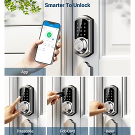Veise VE06 Smart Deadbolt with App Control, Keyless Entry Smart Lock for Front Door, Electronic Digital Door Lock with Code, Easy Install, Satin Nickel