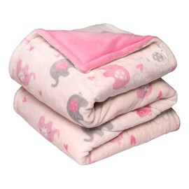 Cobertor Alaska Cuna Microfibra Doble Vista Calientito Bebé Color Rosa Elefantitas