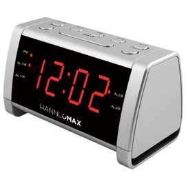 HANNLOMAX HX-138CR Alarm Clock Radio, PLL AM/FM Radio with Preset Stations, 1.4" Red LED Display, Dual Alarm, AC Operation only. (Silver)